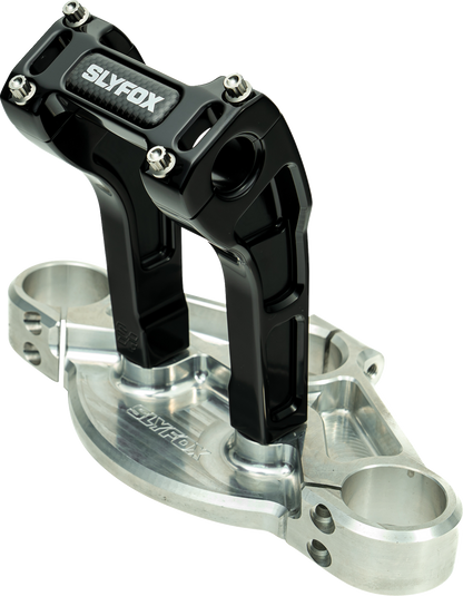 Slyfox Black 6" Pullback Riser & Top Clamp Kit for Harley Davidson 1" Handlebars