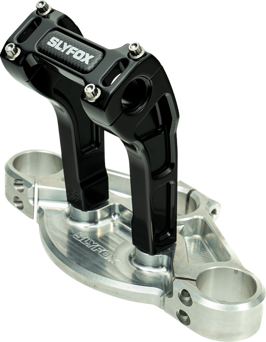 Slyfox Black 6" Pullback Riser & Top Clamp Kit for Harley Davidson 1" Handlebars