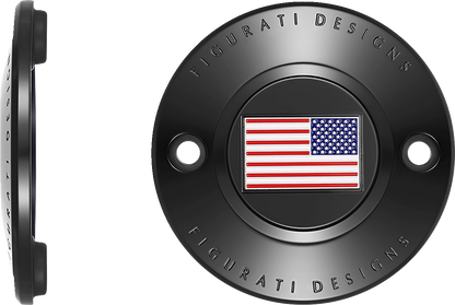 Figurati Designs American Flag Black Timing Points Cover for 2017-2023 Harley M8