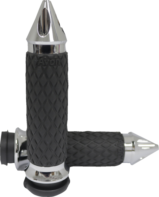 Avon Diamond Contour Spike Cable Control Grips for 1980-2022 Harley Dyna Softail