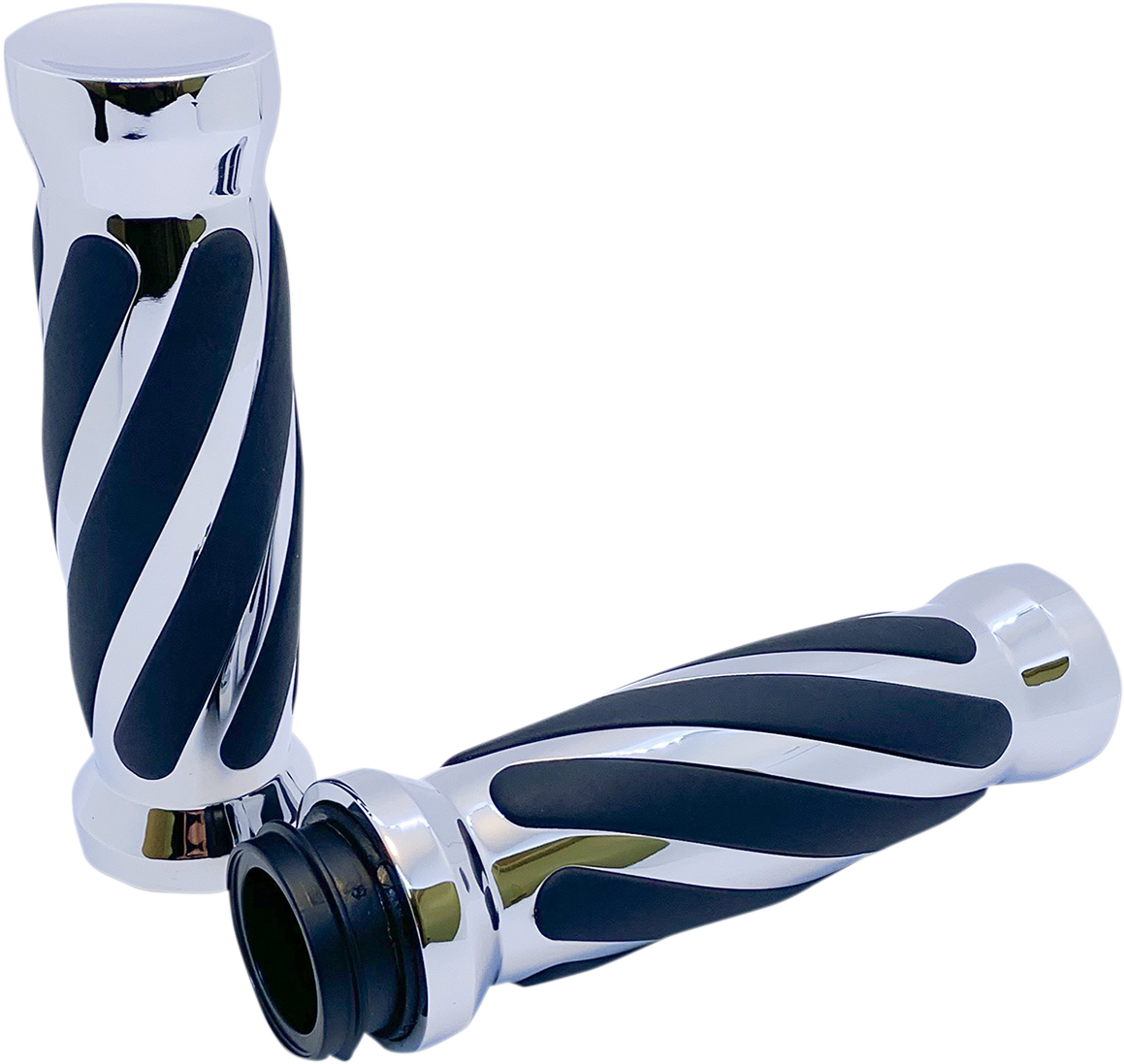 Avon Chrome 1" TBW Twisted Motorcycle Grips 2008-2024 Harley Touring Softail