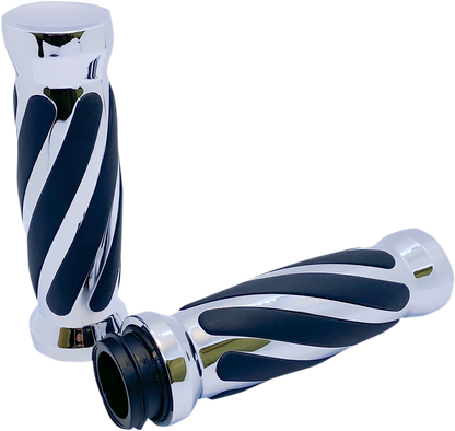 Avon Chrome 1" TBW Twisted Motorcycle Grips 2008-2024 Harley Touring Softail