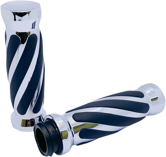 Avon Chrome 1" TBW Twisted Motorcycle Grips 2008-2024 Harley Touring Softail