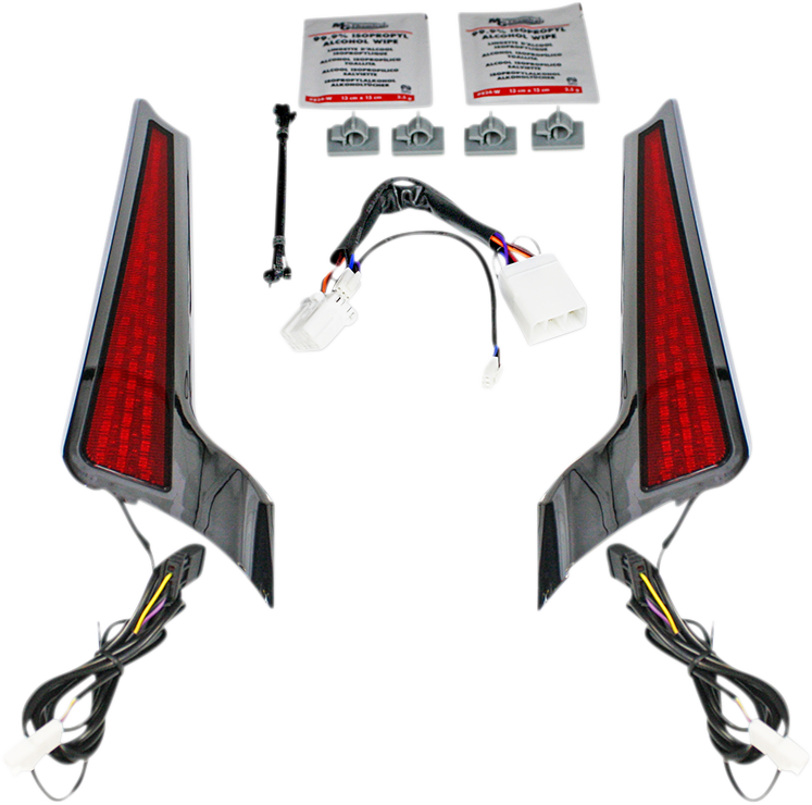 Custom Dynamics Chrome Red LED Fascia Panel Lights 2006-2009 Harley Touring FLHX