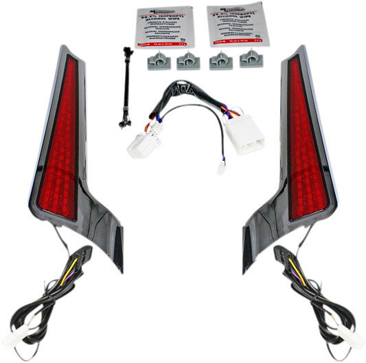 Custom Dynamics Chrome Red LED Fascia Panel Lights 2006-2009 Harley Touring FLHX