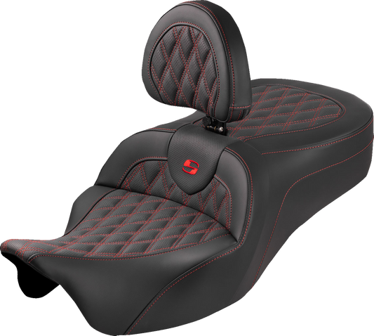 Saddlemen Roadsofa King Red Lattice Seat & Backrest for 2008-2025 Harley Touring