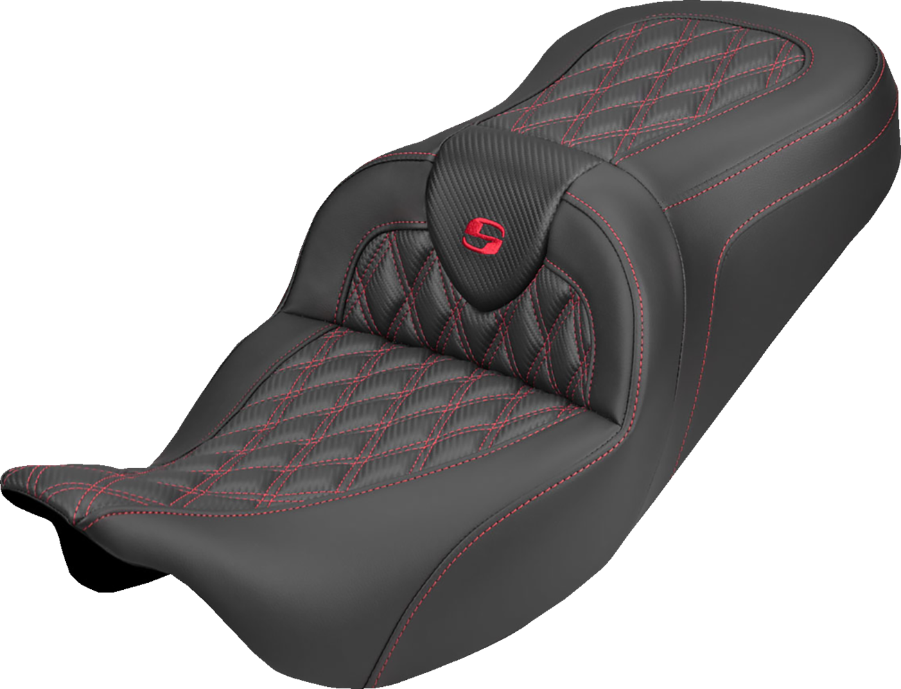 Saddlemen Roadsofa Red Lattice Carbon Gel Seat fits 2008-2025 Harley Touring
