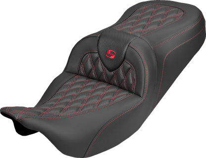 Saddlemen Roadsofa Red Lattice Carbon Gel Seat fits 2008-2025 Harley Touring