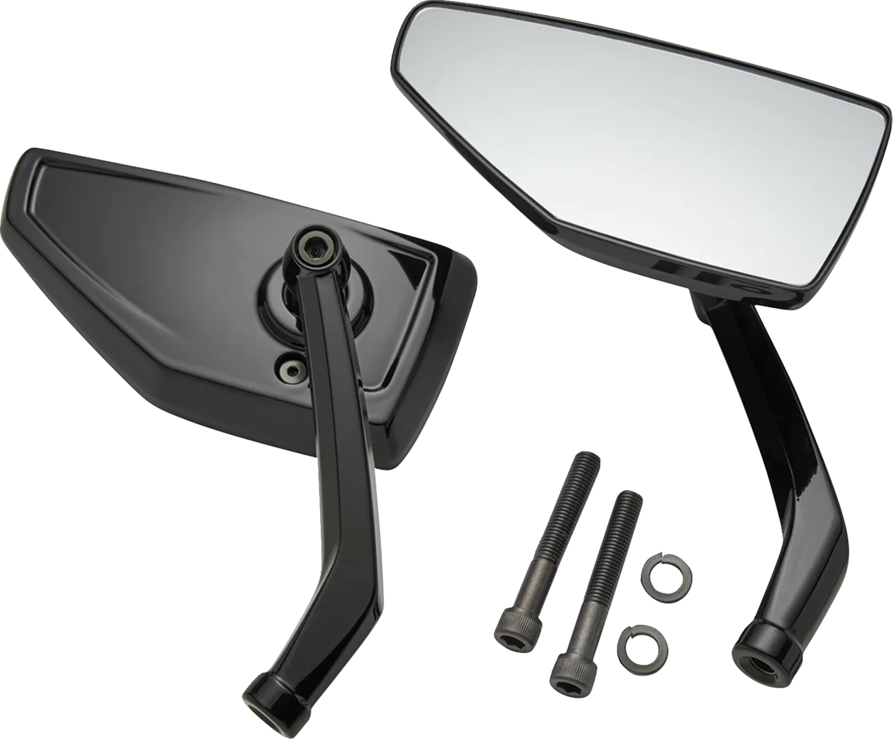 Ciro Chicane Black Elongated Convex Side View Left/Right Motorcycle Mirror Set