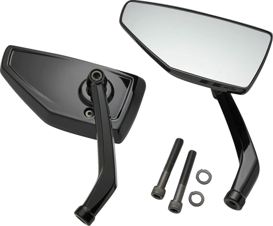 Ciro Chicane Black Elongated Convex Side View Left/Right Motorcycle Mirror Set