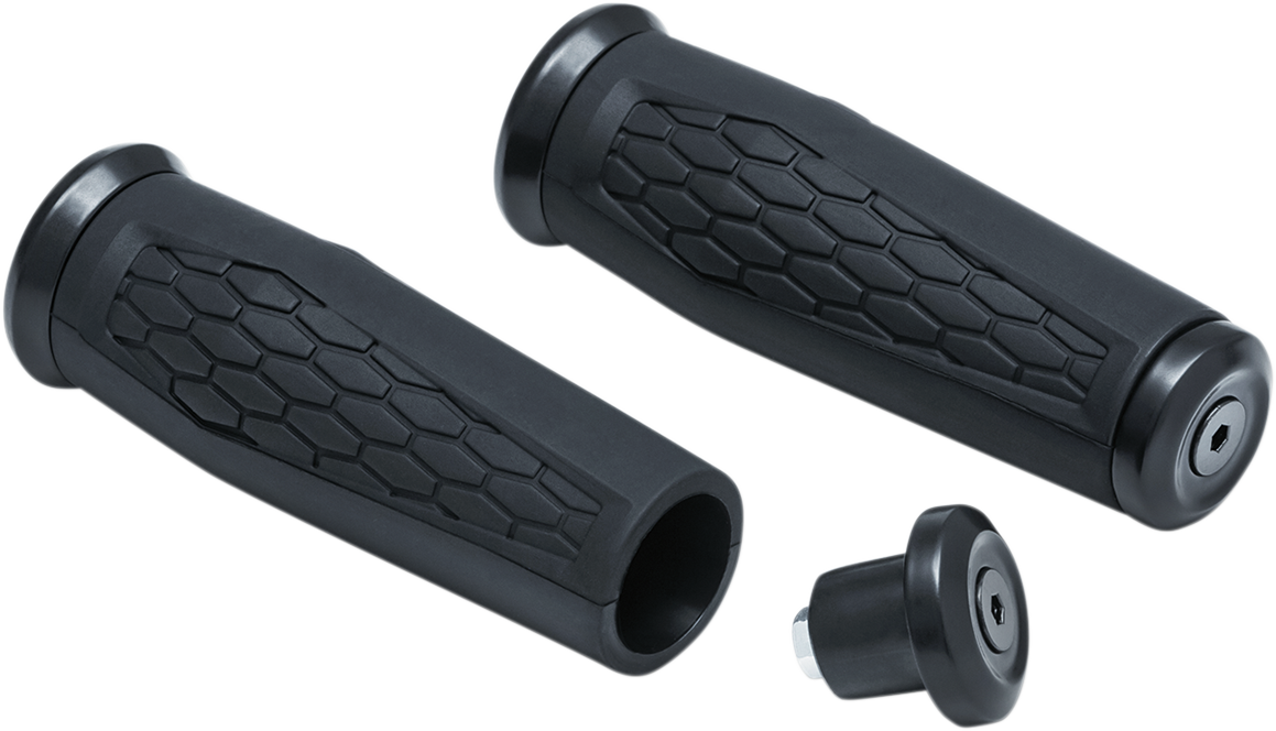 Kuryakyn Hex 1" Black Universal Motorcycle Rubber Handlebar Hand Grips Harley