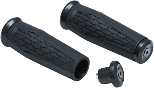 Kuryakyn Hex 1" Black Universal Motorcycle Rubber Handlebar Hand Grips Harley