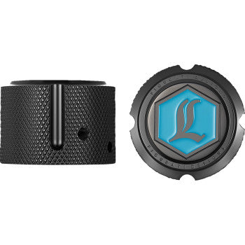 Figurati Designs Legend Logo Black Front Axle Nut Covers for 2002-2022 Harley