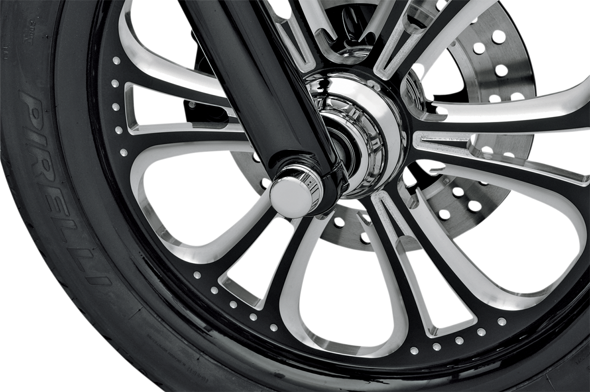 Drag Specialties Chrome 1" Front Axle Caps 2004-2020 Harley Touring FLHX FLHR