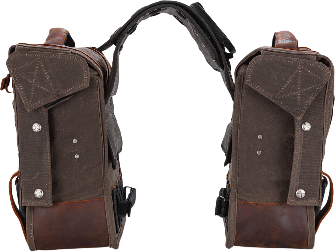 Burly Brand Dark Oak Waxed Cotton Throw over Saddlebags for Harley Davidson