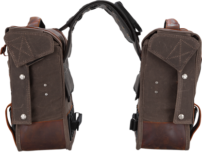 Burly Brand Dark Oak Waxed Cotton Throw over Saddlebags for Harley Davidson