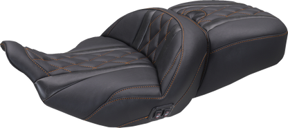 Mustang Super Tour Orange Diamond Heated Seat for 23-26 Harley Street Road Glide
