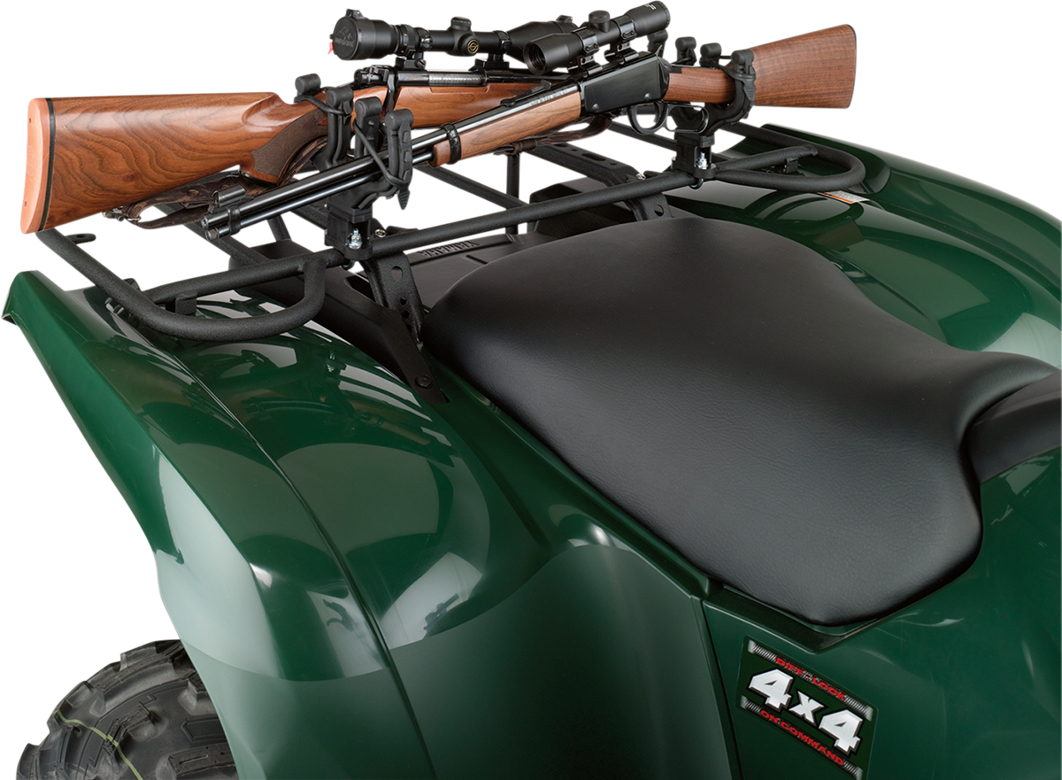 Moose Black Aluminum Rubber ATV Double Axis Rear Cargo Rail Gun Rack