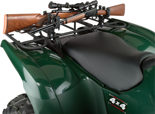 Moose Black Aluminum Rubber ATV Double Axis Rear Cargo Rail Gun Rack