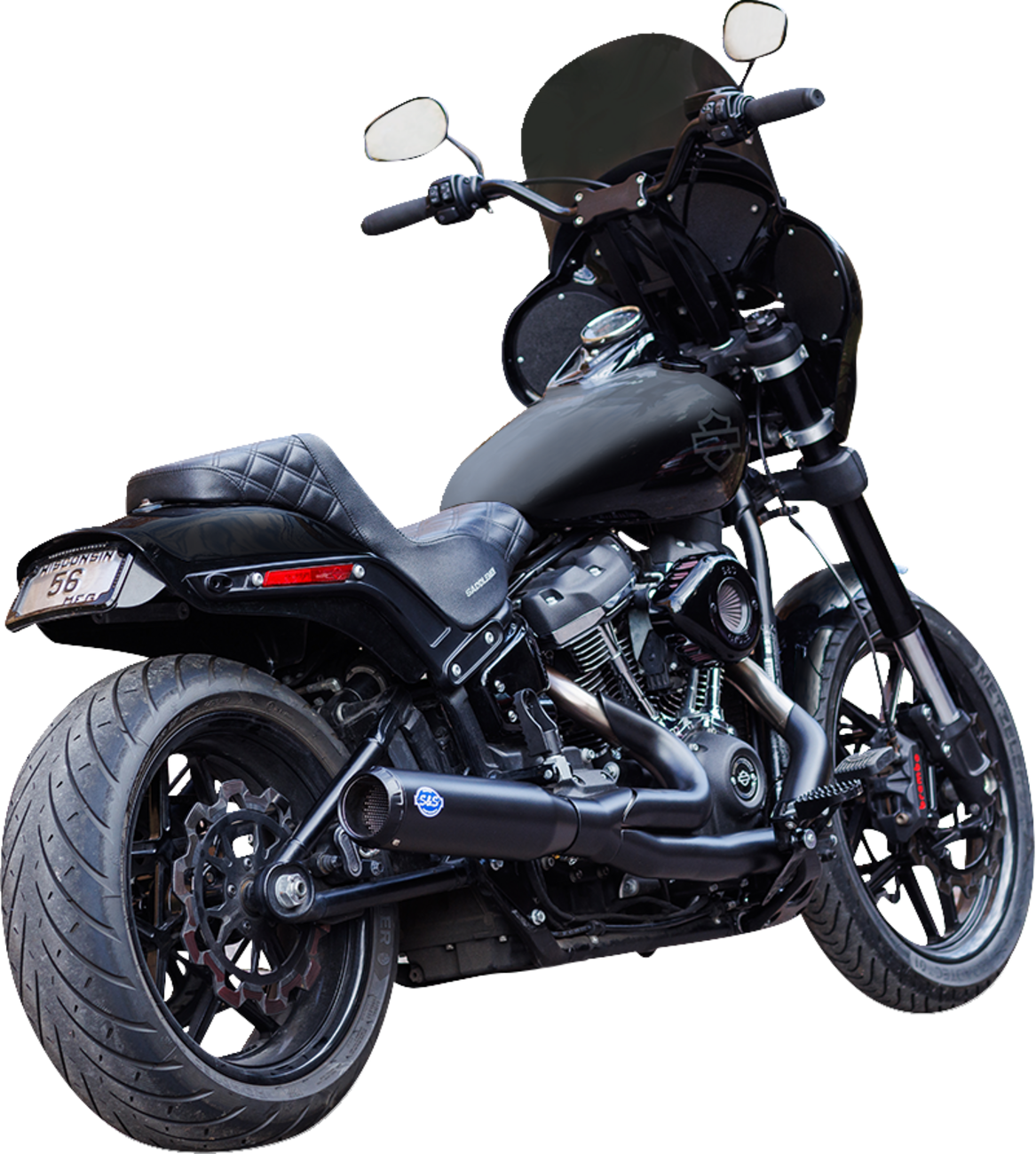 S&S Qualifier Black 2-1 Race Only Exhaust System for 2018-2025 Harley Softail