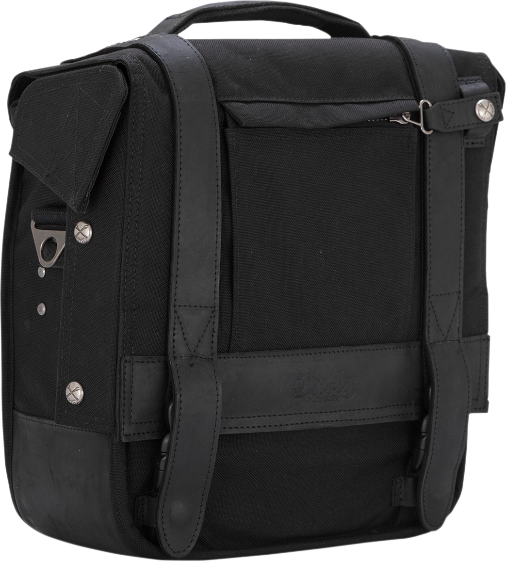 Burly Brand Voyager Cordura Black Leather Universal Motorcycle Saddlebag