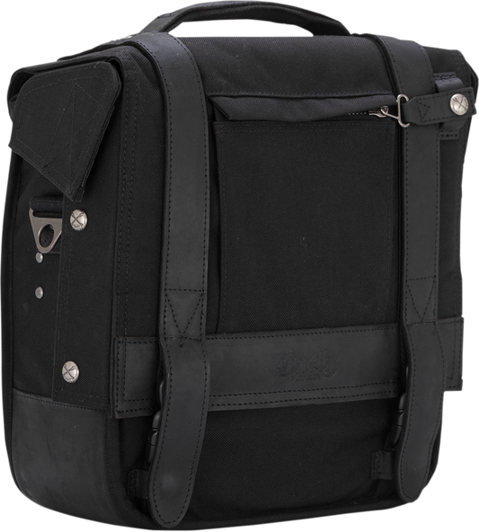 Burly Brand Voyager Cordura Black Leather Universal Motorcycle Saddlebag