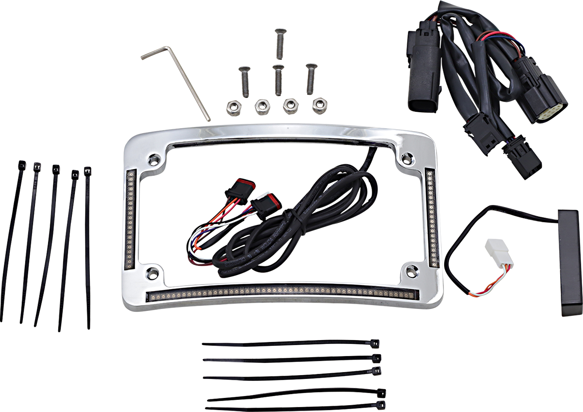 Custom Dynamics Chrome LED Radius License Plate Frame 2010-13 Harley FLTRX FLHX