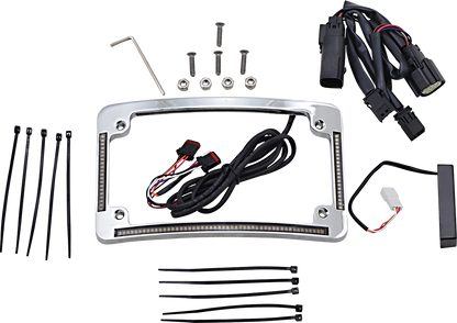 Custom Dynamics Chrome LED Radius License Plate Frame 2010-13 Harley FLTRX FLHX
