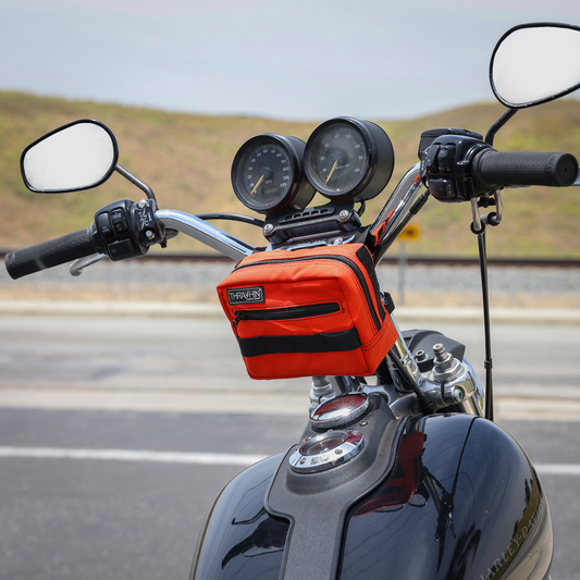 Thrashin Supply Orange Motorcycle Handlebar Storage Bag Harley Davidson THB-0025