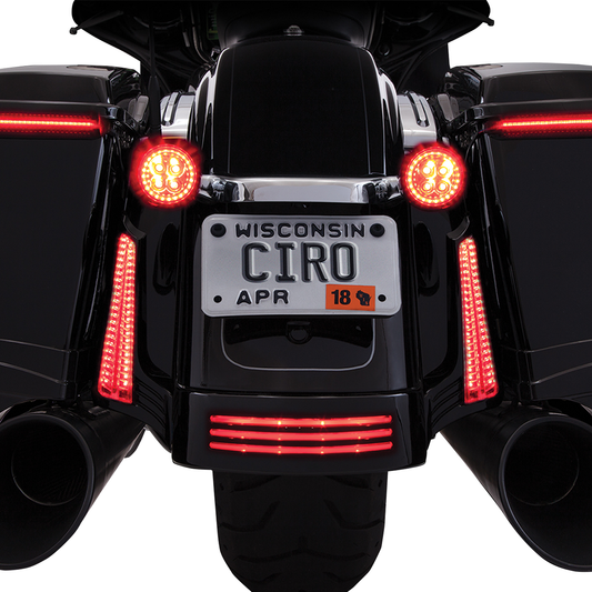 Ciro Chrome Fang Pair Red LED Rear Motorcycle Turn Signal Light Inserts Harley