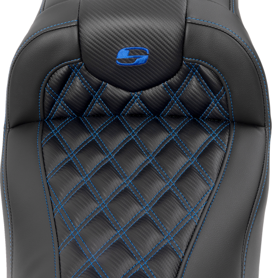 Saddlemen Roadsofa Carbon Fiber Blue Lattice Gel Seat 2023-2025 Harley Touring