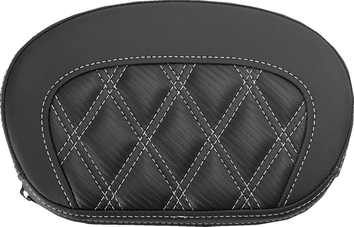 Saddlemen Mini Contour White Carbon Lattice Stitch Sissy Bar Pad for Harley