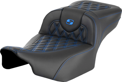 Saddlemen Roadsofa Blue Lattice Extended Gel Seat fits 2023-2026 Harley Touring
