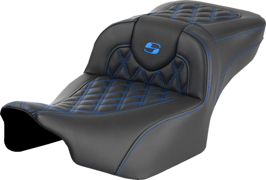 Saddlemen Roadsofa Blue Lattice Extended Gel Seat fits 2023-2025 Harley Touring