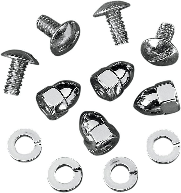 Drag Specialties Chrome 4 Pack Acorn License Plate Nut Set for Harley Davidson