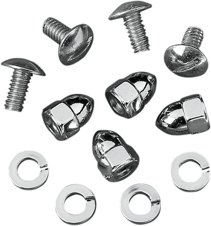 Drag Specialties Chrome 4 Pack Acorn License Plate Nut Set for Harley Davidson