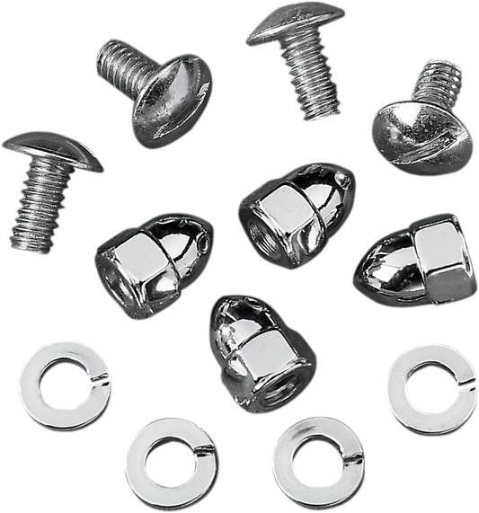 Drag Specialties Chrome 4 Pack Acorn License Plate Nut Set for Harley Davidson