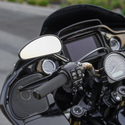 Arlen Ness Downdraft Black Smooth Forged Handlebar Motorcycle Mirror Set Harley