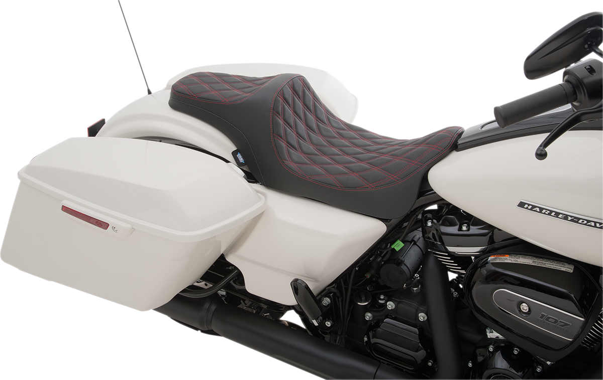 Drag Specialties Predator III Red Diamond Seat fits 2008-2024 Harley Touring