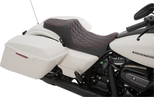 Drag Specialties Predator III Red Diamond Seat fits 2008-2024 Harley Touring