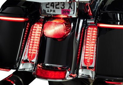 Ciro Chrome Saddlebag Red LED Filler Panel Lights fits 2014-2024 Harley Touring