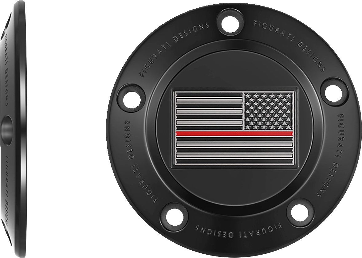 Figurati Designs Red Line Flag Black Timing Cover for 1999-2017 Harley Davidson