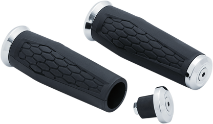 Kuryakyn 1" Chrome Rubber Hex Universal Motorcycle Handlebar Hand Grips Harley