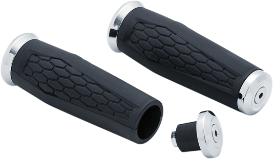 Kuryakyn 1" Chrome Rubber Hex Universal Motorcycle Handlebar Hand Grips Harley