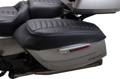 Mustang Deluxe Gray Stitch Saddlebag Lid Covers for 2023-2024 Harley Touring