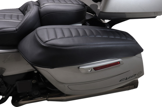 Mustang Deluxe Gray Stitch Saddlebag Lid Covers for 2023-2024 Harley Touring