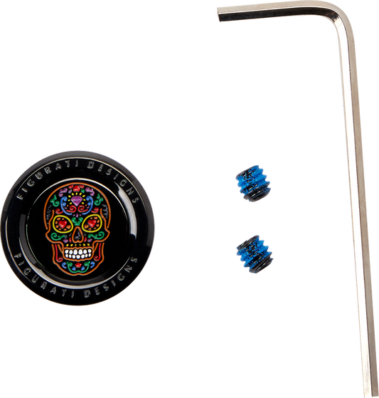 Figurati Designs Sugar Skull Black Heel-Toe Shifter Cover 1980-2023 Harley