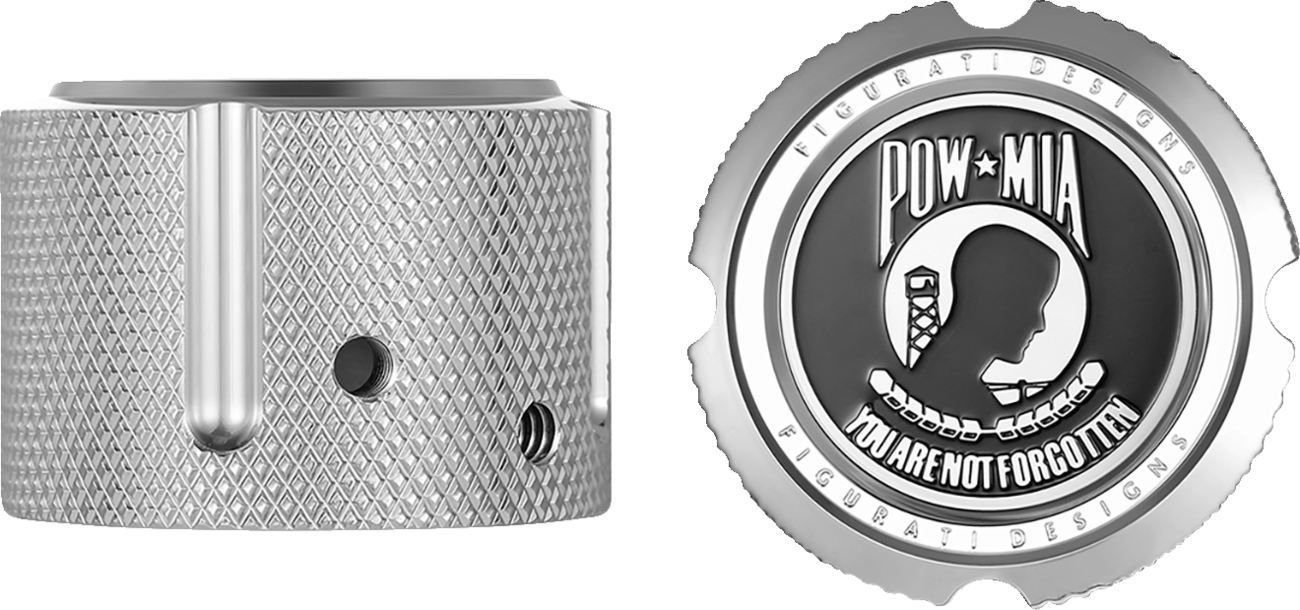 Figurati Designs POW-MIA Front Axle Nut Chrome Covers for 2002-2022 Harley