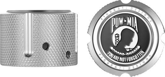 Figurati Designs POW-MIA Front Axle Nut Chrome Covers for 2002-2022 Harley