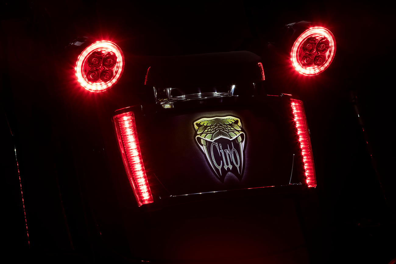 Ciro Rear Fender LED License Plate Frame for 2014-2024 Harley Road Glide King